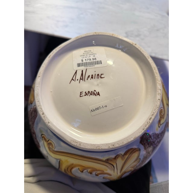 Spanish Talaveras Style Ewer Pitcher Vase For Sale - Image 3 of 9