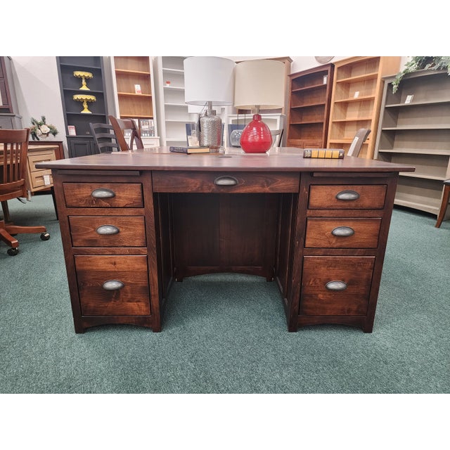 Mission Style Executive Desk, Amish-made by Country Classic Collections. Built using a beautiful maple wood, with 4...