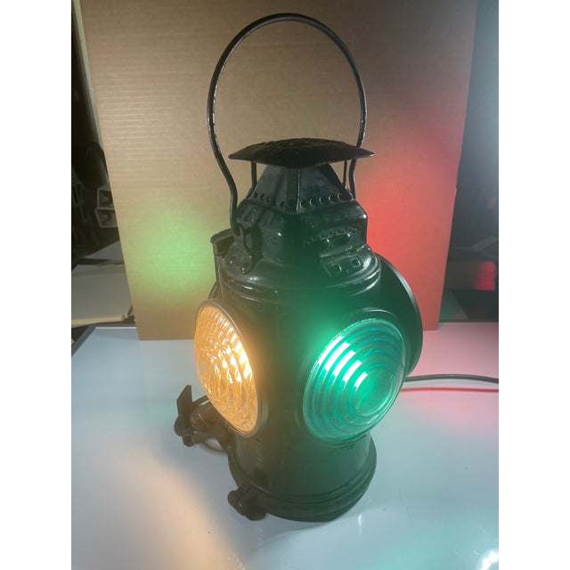 American Antique Industrial Adlake Switch Lamp Train Railroad Caboose Lantern (Chicago) Americana - Electrified For Sale - Image 3 of 10