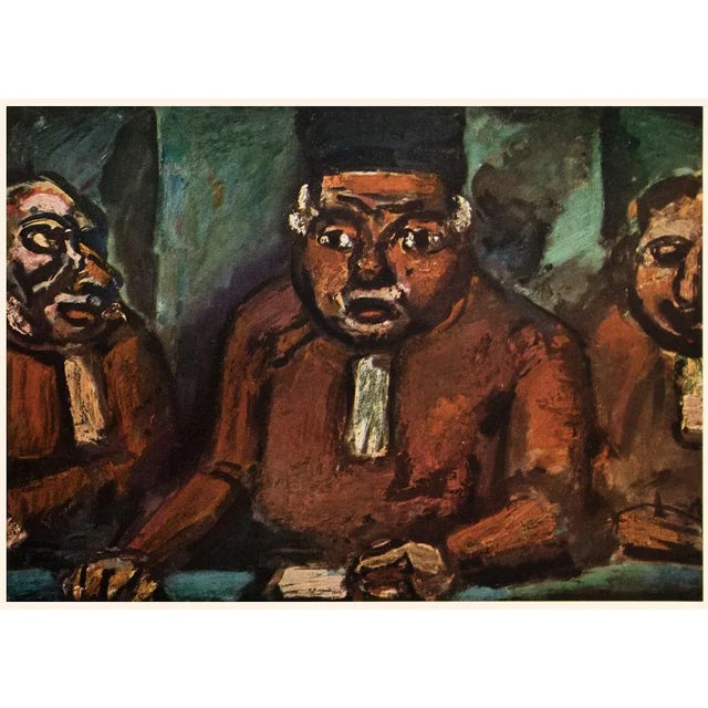 Cinnamon 1950s After Georges Rouault "Three Judges", First Edition Period Expressionist Lithograph For Sale - Image 8 of 8