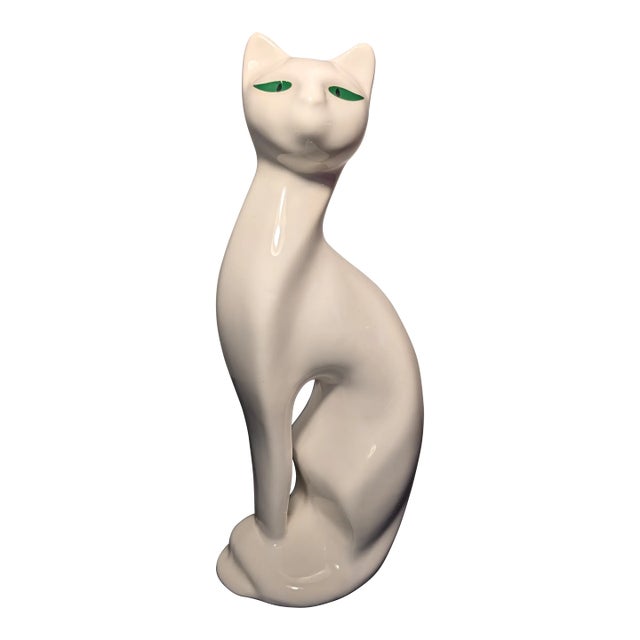 Mid Century Modern Ceramic Cat Figurine For Sale