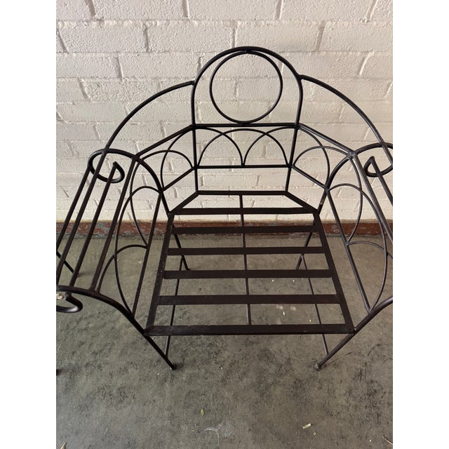 Mid 20th Century Wrought Iron Scroll Garden Armchairs - A Pair For Sale - Image 4 of 10