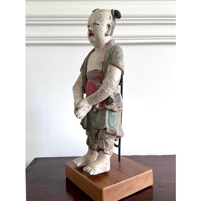 Rare Early Korean Buddhist Boy Attendant Figure Dongja Joseon Dyasty For Sale - Image 18 of 18