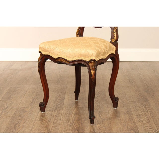 Wood Early 20th Century Louis XV Style Parcel Gilt Side Accent Chair For Sale - Image 7 of 12