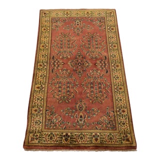 Fine Oriental Rug 3′ X 5′ Pink Wool Traditional Hand-Knotted Carpet For Sale