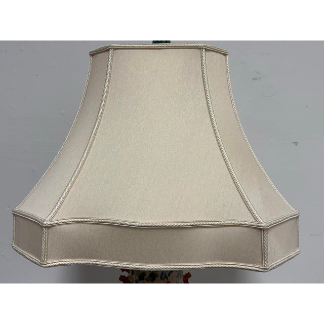 Vintage Chinoiserie Floral + Dragon Ceramic Table Lamp For Sale In San Francisco - Image 6 of 12