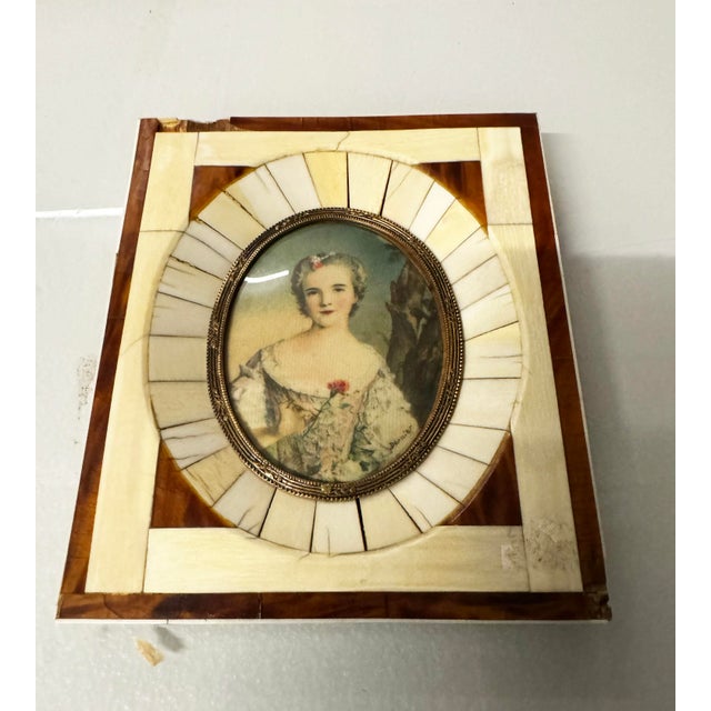 Set 4 Miniature Portraits Framed in Bone /Faux-Tortoise Frames For Sale - Image 9 of 9