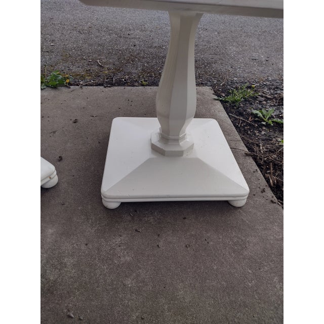 Wood 1963 Hollywood Regency Walnut and White Side Tables- a Pair For Sale - Image 7 of 10