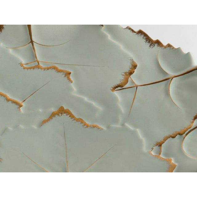 Art Deco Pistamio and Gold Leaf Plates, Set of 7 For Sale - Image 6 of 18