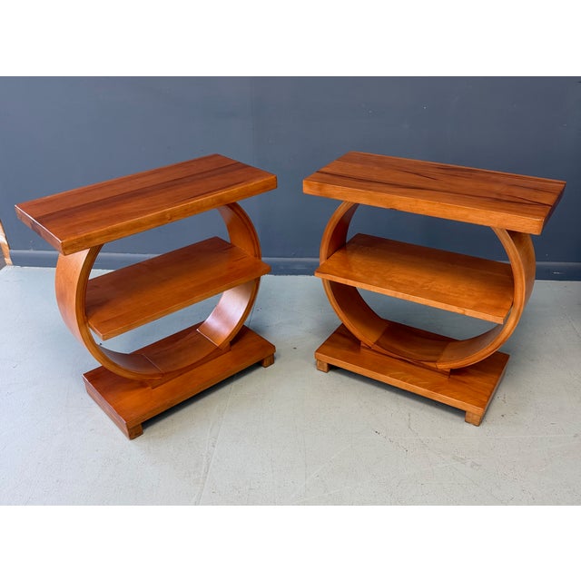 1930s Pair of Art Deco Streamline Moderne Side Tables Attributed to A. A. Laun For Sale - Image 5 of 14