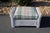 White Lloyd Loom White Wicker Ottomans With Green Plaid Cushions—A Pair For Sale - Image 8 of 18