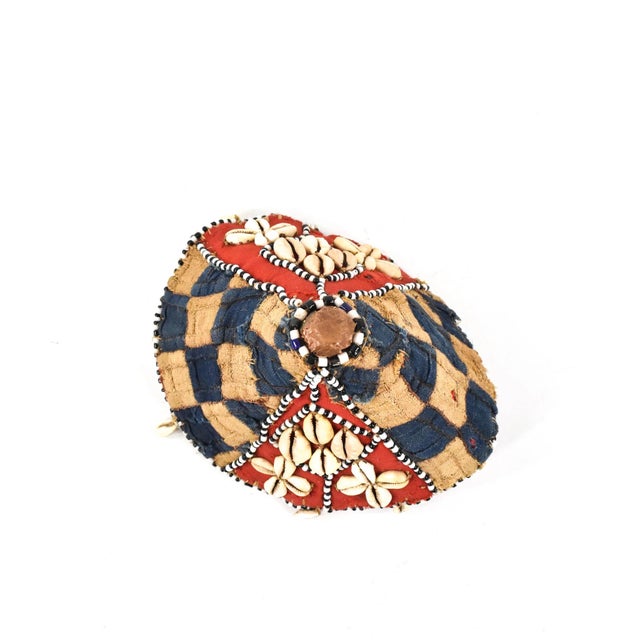 Early 20th Century Kuba Beaded Noble's Hat with Cowrie Shells For Sale - Image 4 of 7