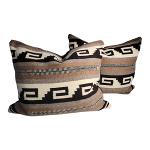 Early 20th Century Hand Wovne Delectible Moauntian Pattern Weaving Pillows