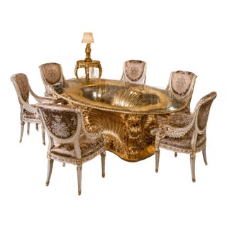 Maison Velour Imperial Shell Baroque Dining Set – Table & 6 Chairs For Sale