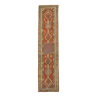 Antique Zabihi Collection Tribal Geometric Persian Runner - 3'4" x 13'2" For Sale