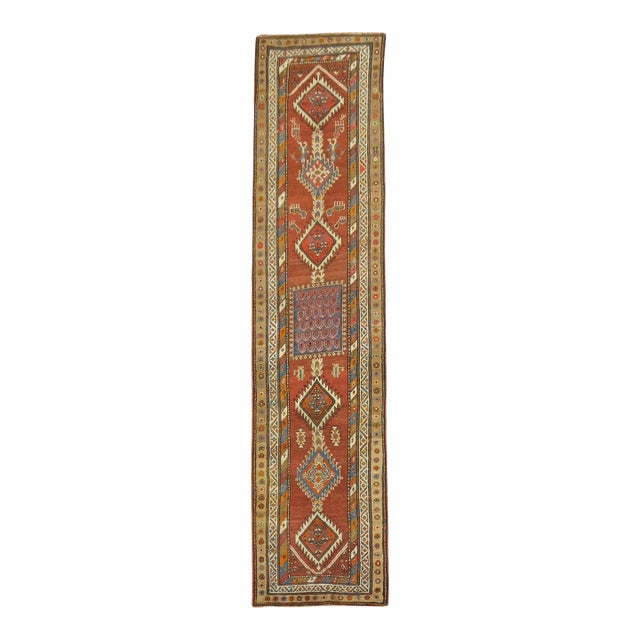 Antique Zabihi Collection Tribal Geometric Persian Runner - 3'4" x 13'2" For Sale
