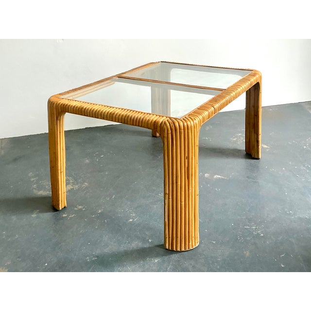 Tan Vintage Boho Bent Rattan Dining Table For Sale - Image 8 of 12