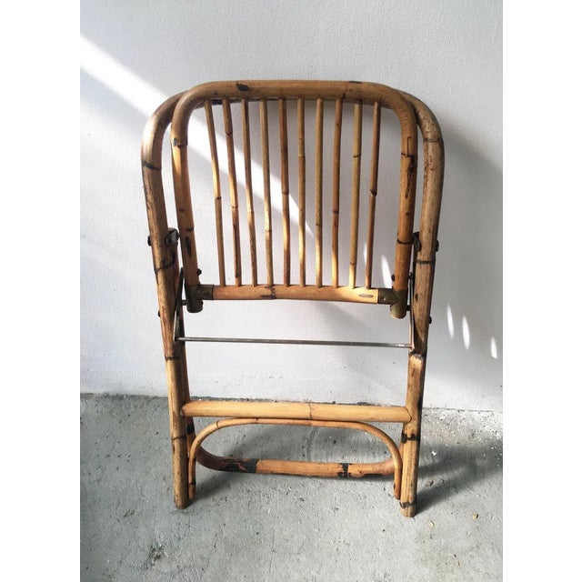 Mid-Century Bamboo Folding Chair with Brass Details, 1950s For Sale - Image 6 of 11