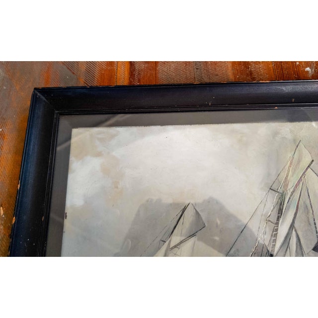 19th Century Oil Painting of America's Cup Yacht Race in Grisaille Palette For Sale - Image 4 of 17