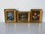 A vibrant set of three 1980s still life oil paintings on masonite, each showcasing expressive, heavy brushwork and rich,...
