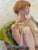Mid-Century Modern Mid-Century Modernist Seated Woman Oil Painting on Canvas For Sale - Image 3 of 5