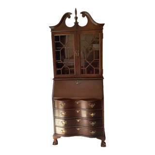 1920s Jasper Drop Lid Serpentine Front Secretary For Sale