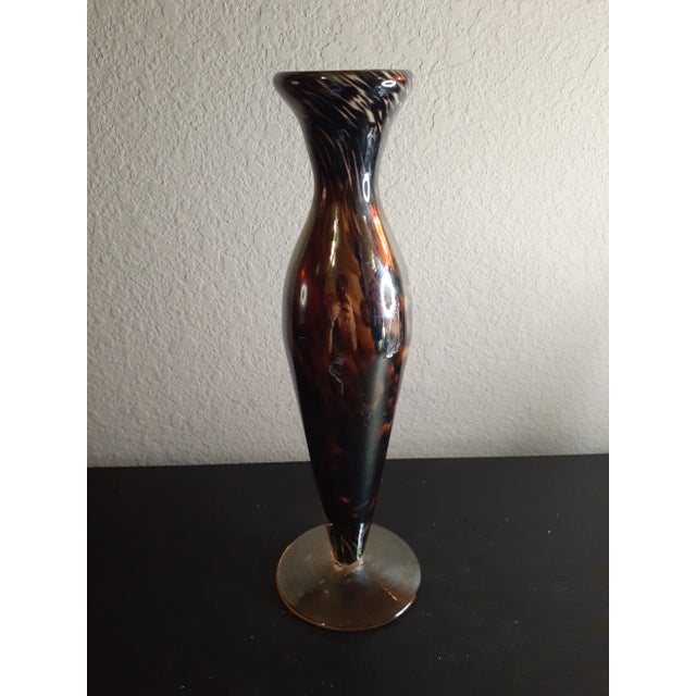 This is an EXQUISITE Aurora Art Glass 11" Fluted Pedestal Vase. Procured at auction BOX E