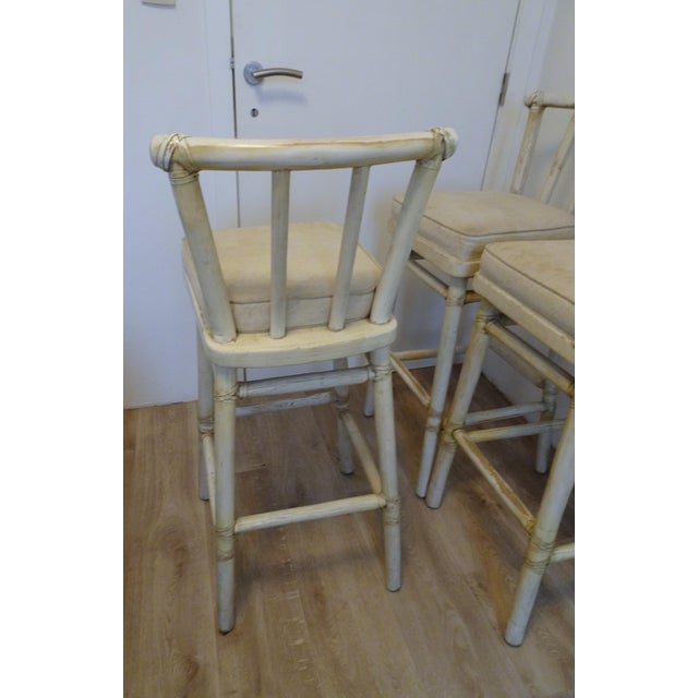 Wood White Bamboo Bar Stools from McGuire, 1970s, Set of 4 For Sale - Image 7 of 18