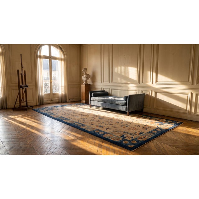 Captivating Blend of Cultural Symbolism Antique Pair of Chinese Peking Gallery Rug For Sale - Image 9 of 11