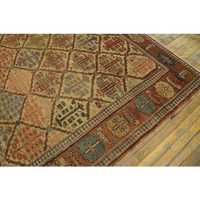 1870s Ivory Tribal Shrub Antique Nw Persian Bakshaiesh Rug 9' X 13'2" Hand Knotted Wool Carpet For Sale - Image 10 of 17