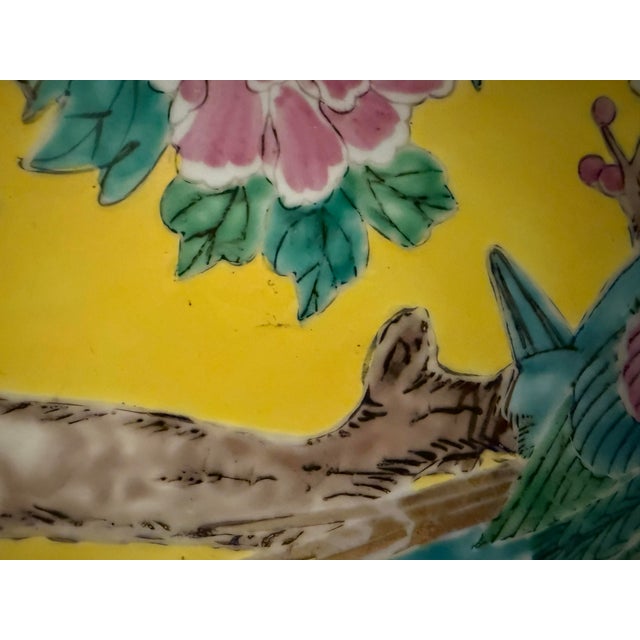 Yellow Large Japanese Imari Hand-Painted Charger Plate – 15.75” Birds & Floral Design For Sale - Image 8 of 8