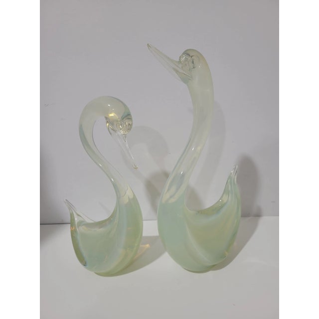 Vintage Murano Seguso Opalaline Glass Duck/Swan Set - 2 Pieces For Sale - Image 10 of 10