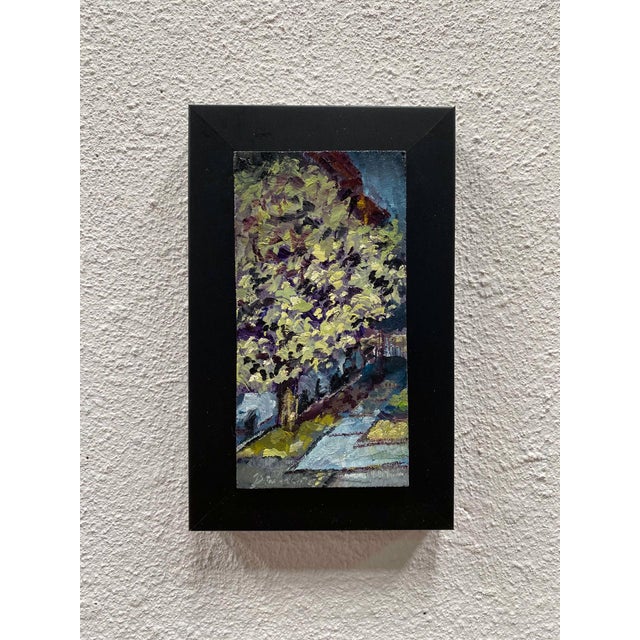 Crab Apple Tree Nocturne by Delton Demarest | Oil on panel Night scene of a crab apple tree. For Sale