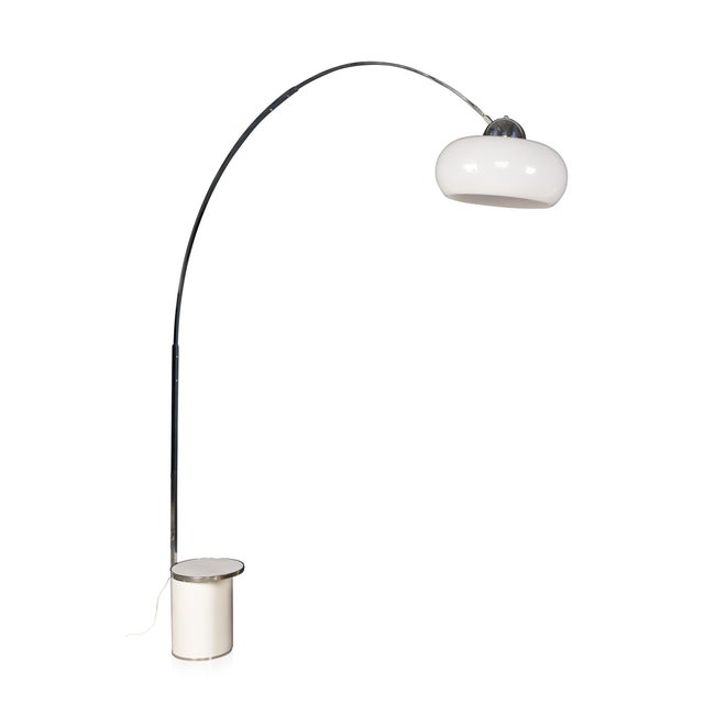 Vintage Italian Chrome Arc Floor Lamp with Opaline Shade, 1970s For Sale - Image 13 of 13
