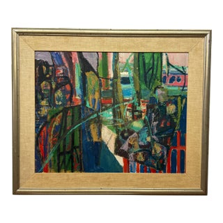 Paskow Mid-Century Mixed Media Painting For Sale