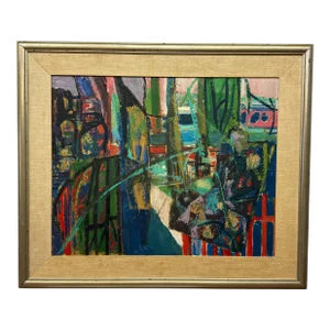 Paskow Mid-Century Mixed Media Painting
