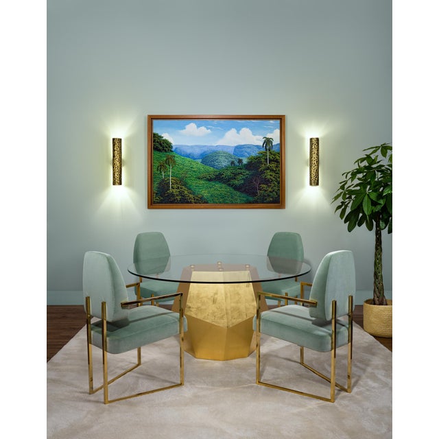 Perspective Dining Chair in Golden Bath and Green Velvet from Insidherland For Sale - Image 4 of 8