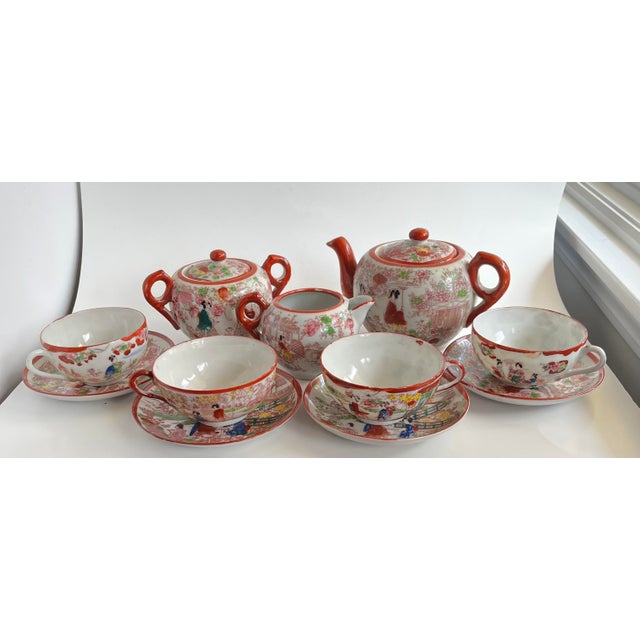 Antique Japanese Kutani Geisha Tea Set 18 Pieces Chairish