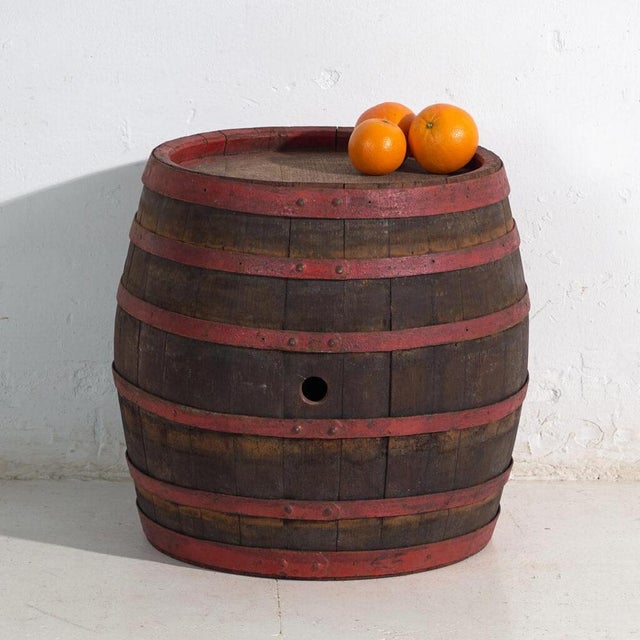 Vintage Wooden Barrel with Iron Hoops, Hungary, 1930 For Sale - Image 5 of 6
