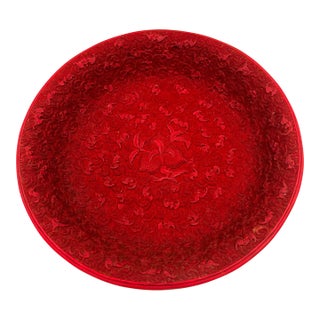 Stunning Antique Elaborate Cinnabar Lacquer Wufu Bat Bowl For Sale