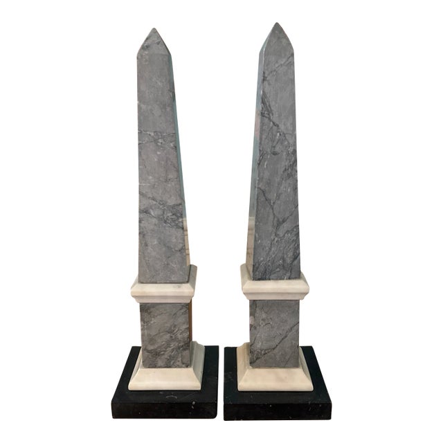 20th Century Gray Marble Obelisks - a Pair For Sale