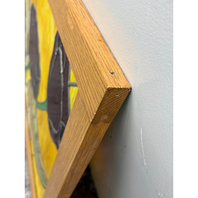 1970s Circa 1978 Gene LeLonde Floral Stained Glass Panel For Sale - Image 5 of 14