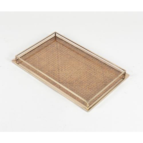 Mid-Century Modern Serving Tray in Rattan and Brass from Christian Dior, 1970s For Sale - Image 9 of 12