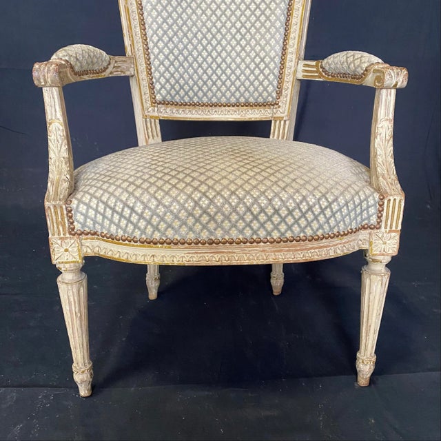 French French Louis XVI 19th Century Armchairs -A Pair For Sale - Image 3 of 13