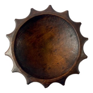 Vintage Sculptural Wood Dish For Sale