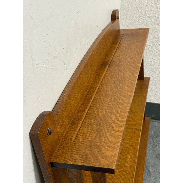 Stickley Circa 2001 Stickley Furniture Oak Wall Mounted Plate Rack For Sale - Image 4 of 12
