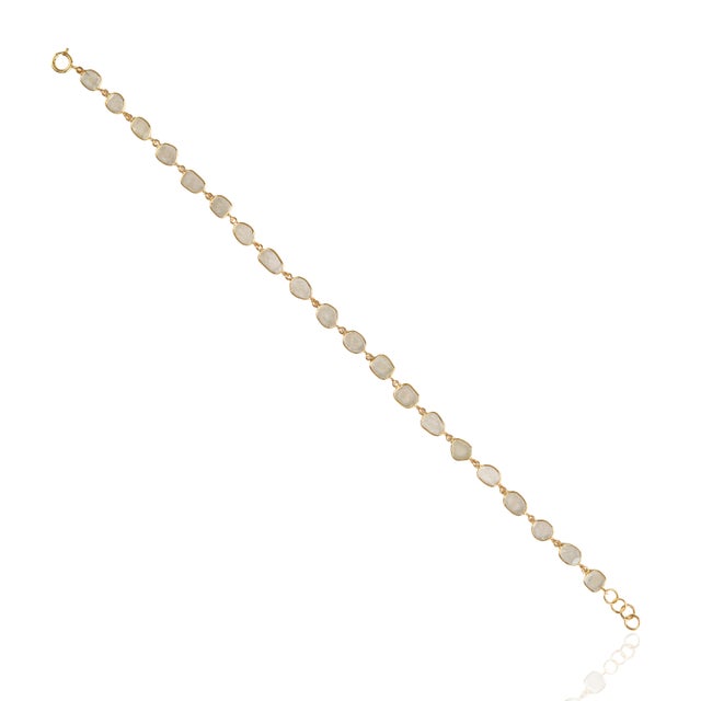 Natural Uncut Diamond Bezel Set Station Bracelet, 1.68 Carat in 18k Gold For Sale - Image 4 of 17