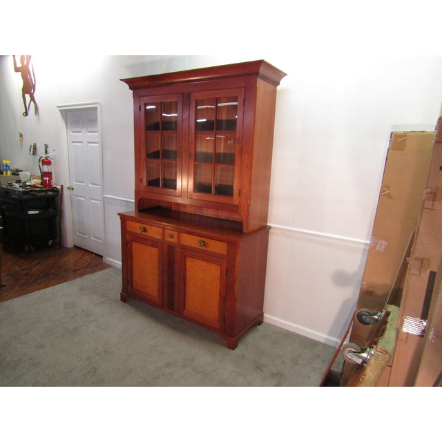 Traditional Eldred Wheeler Custom Made Solid Cherry and Tiger Maple Cupboard For Sale - Image 3 of 12