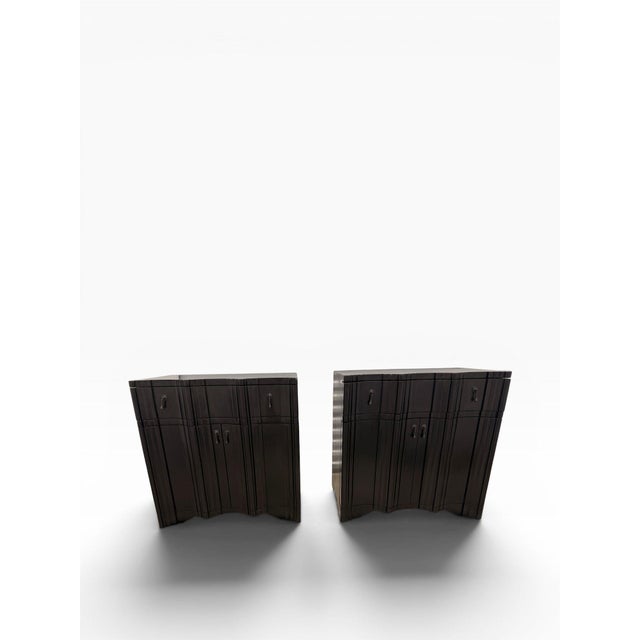 Contemporary Pair of Oly Studio Style Sculptural Dark Wood Jackson Nightstands For Sale - Image 3 of 17