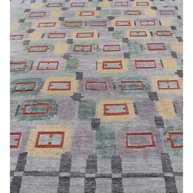 Measures 10'2 x 13'11 Country of Origin: India; Type: Piled Scandinavian; Design: Abstract Geometric, All-Over, Modern...